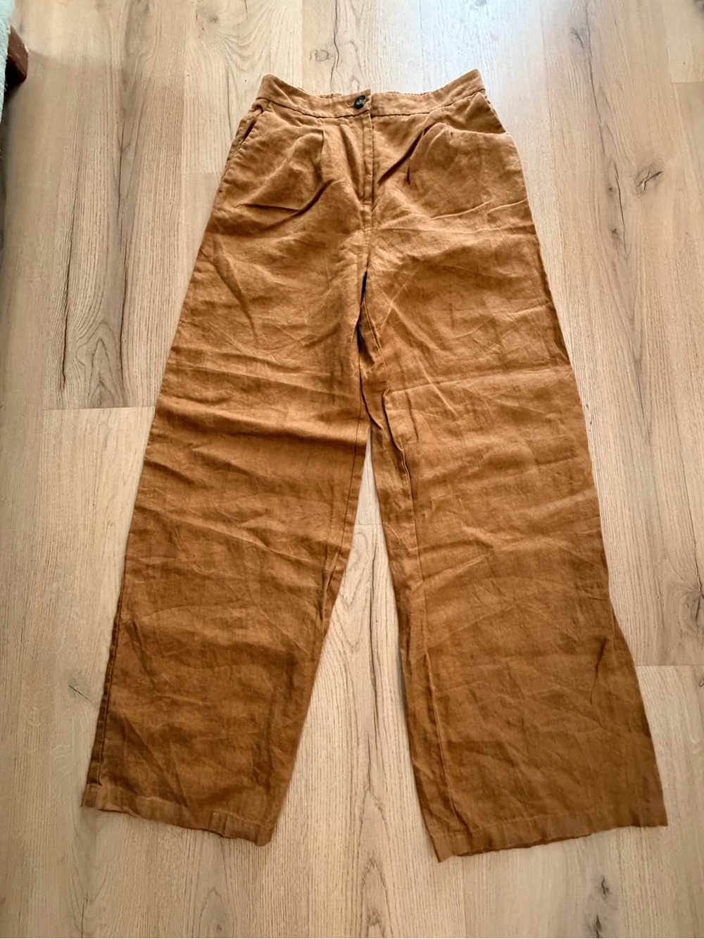 Boden Wide-Leg Linen Pants in Brown